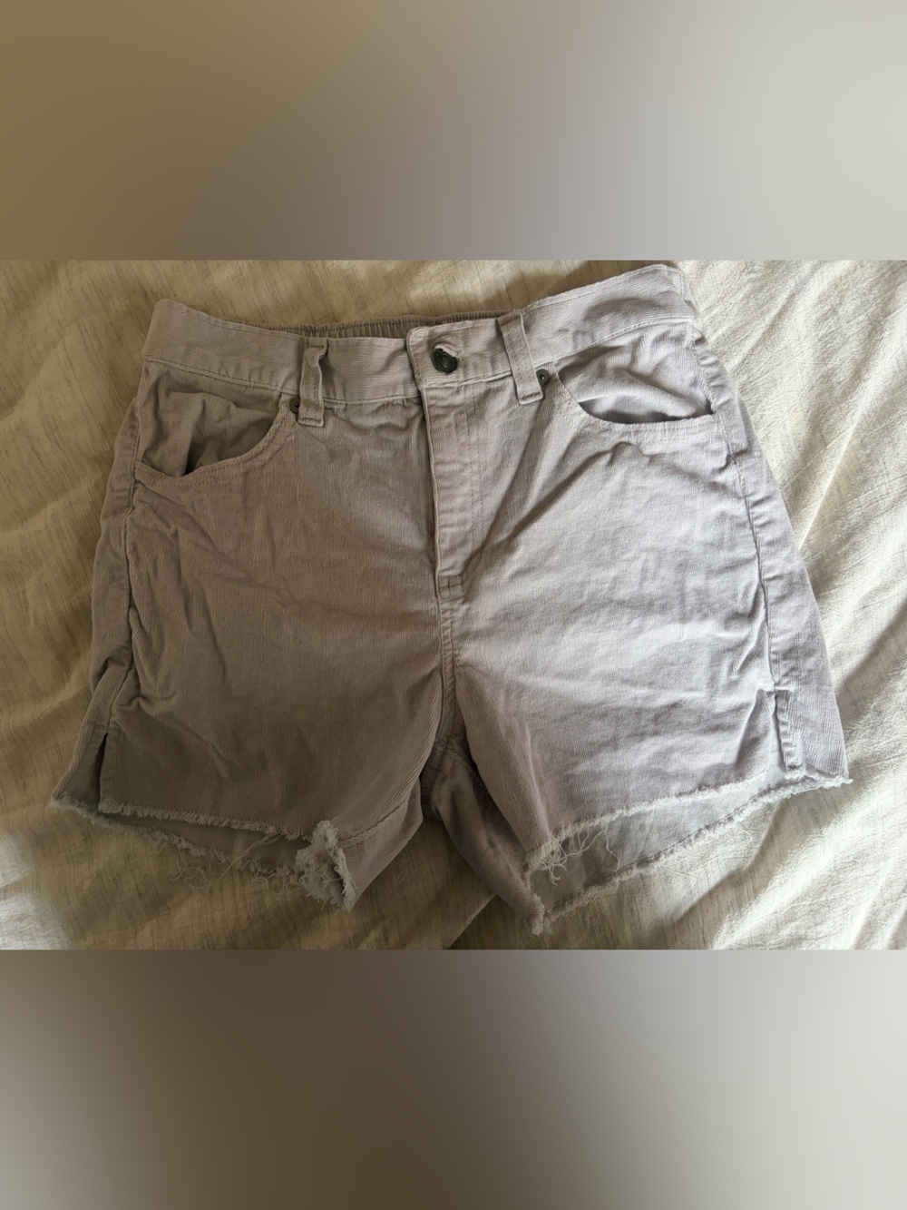 aerie Light Gray Frayed Hem Jean Shorts